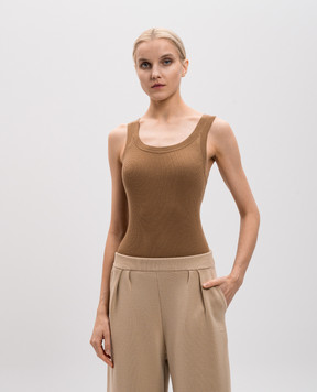 Max Mara Коричневий топ ELIADI з вовни в рубчик ELIADI