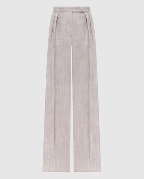 Max Mara Бежевые палаццо RAUCHE из льна в полоску RAUCHE