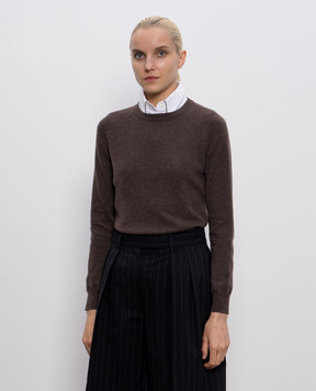 Brunello Cucinelli Коричневий джемпер з кашеміру з ланцюжком моніль M12144400P