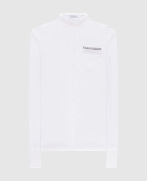 Brunello Cucinelli Белая рубашка с цепочкой мониль из эколатуни M0091NQ316