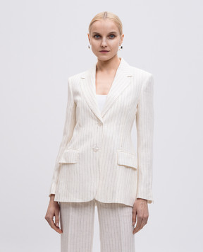Max Mara Белый жакет TESO из льна в полоску TESO