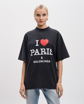 Balenciaga Черная футболка I Love Paris & Balenciaga 764235TRVU9