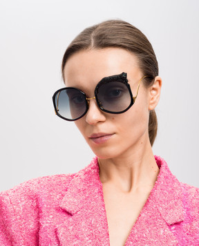 Anna-Karin Karlsson Чорні сонцезахисні окуляри Rose E Le Rêve з позолотою 24 карат S2014802