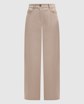 Max Mara Бежевые брюки MARIANNA с патчем логотипа MARIANNA