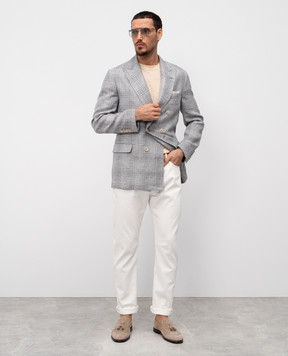 Brunello Cucinelli Оранжевая футболка с льном M2L00340