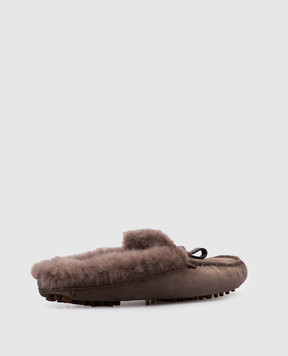 Brunello Cucinelli Коричневые замшевые мюли на меху. MZSFG2803