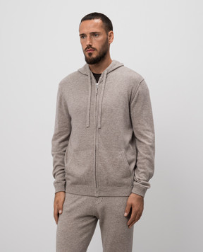 Allude Бежевая меланжевая спортивная куртка из шерсти и кашемира 24537010