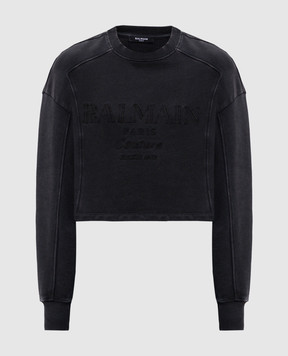 Balmain Серый свитшот с вышивкой логотипа EF1JO076BC96