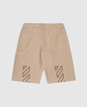 Off-White Дитячі шорти кольору хакі з логотипом OBCB00BS25FAB001