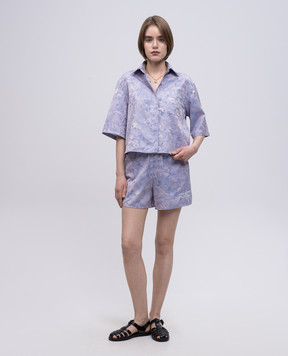 Off-White Фіолетова сорочка у візерунок в стилі фрески OWGG006S25FAB001
