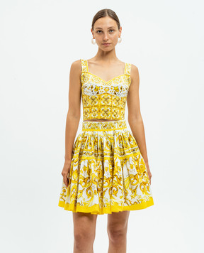 Dolce&Gabbana Белый топ-бюстье в принт Майолика F7W98THH5EA