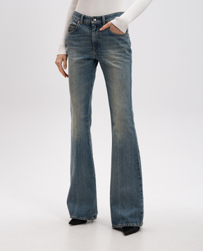 Alexander McQueen Синие джинсы клеш с эффектом потертости 817639QMACV