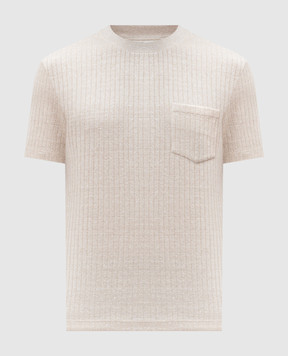 Brunello Cucinelli Бежевая футболка с леном MW8651376