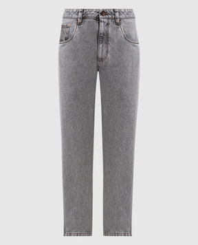 Brunello Cucinelli Сірі джинси з патчем логотипа MP095P5847