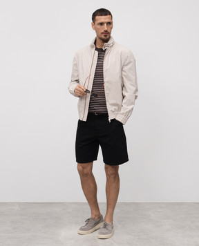 Brunello Cucinelli Коричневая футболка из льна в полоску MW8601376