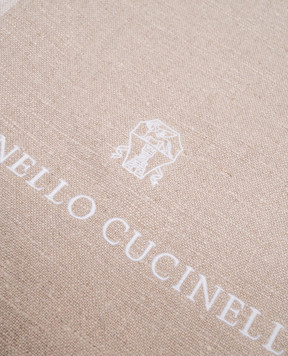 Brunello Cucinelli Бежевая скатерть из льна с вышивкой логотипа MLW852TR01