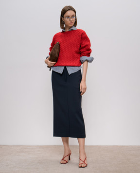 Miu Miu Красный свитер из кашемира с фактурным узором L818sh