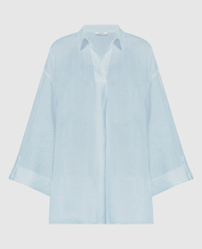 Peserico Блакитна блуза з льону з ланцюжком моніль S06253T001617