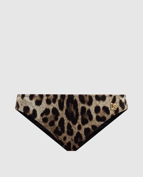 Dolce&Gabbana Коричневые трусики от купальника в анималистичный принт. O2A03JONO11