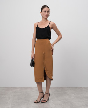 Victoria Beckham Коричнева спідниця з розрізом SKFIT3616