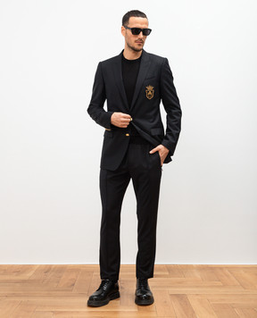 Dolce&Gabbana Чорні штани з вовною з логотипом GYACETFURK8