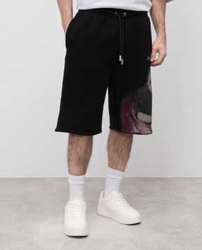 Off-White Чорні шорти з принтом OMCI013S25FLE007