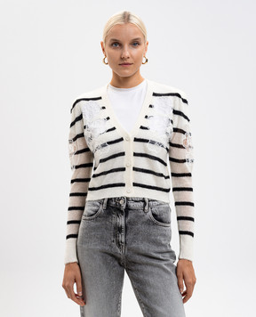 Twinset Білий кардиган з вовною в смужку 252TP3250