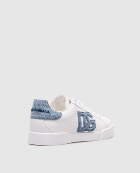 Dolce&Gabbana Белые кожаные кроссовки с логотипом. CK2318A6H53