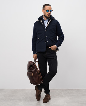 Brunello Cucinelli Синий кардиган из шерсти, кашемира и шелка. M3610801