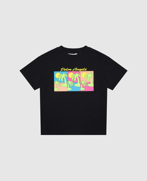 Palm Angels Детская черная футболка с принтом логотипа PBAA003S25JER008412