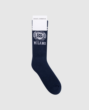Dolce&Gabbana Дитячі сині шкарпетки з візерунком логотипа LBKAE5JBCDM