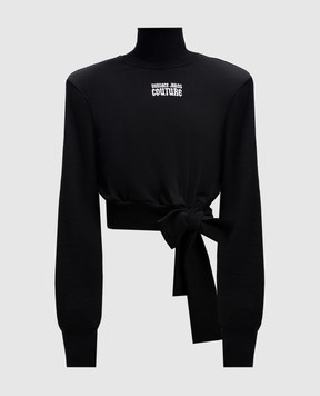 Versace Jeans Couture Черный укороченный свитшот с вышивкой логотипа 77HAI311F0010