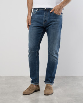 Brunello Cucinelli Синие джинсы с эффектом потертости с патчем логотипа M283PX1290