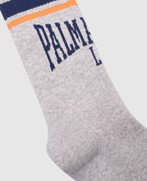 Palm Angels Сірі шкарпетки з візерунком логотипа PMRA001F24FAB008