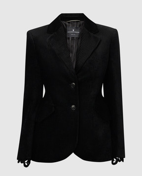 Ermanno Scervino Чорний вельветовий жакет з мереживом D456I305IGWI