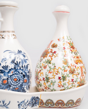 SELETTI Белый фарфоровый набор специстов Thelme для масла и уксуса в принт 09690