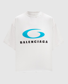 Balenciaga Белая футболка с принтом логотипа с винтажным эффектом 783399TRVC2
