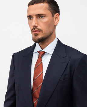 Brunello Cucinelli Оранжевый галстук из шелка в полоску MI8840018