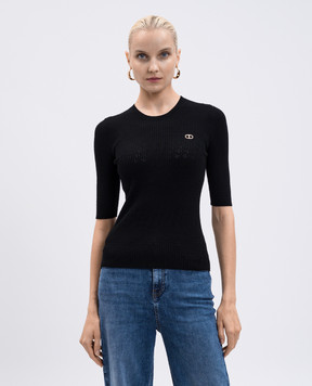 Twinset Чорний топ з логотипом 252TP3240