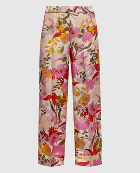 Max Mara Штаны LEDA из шелка в цветочный принт. LEDA