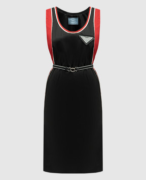 Prada Чорна сукня з логотипом 2306231WQ8