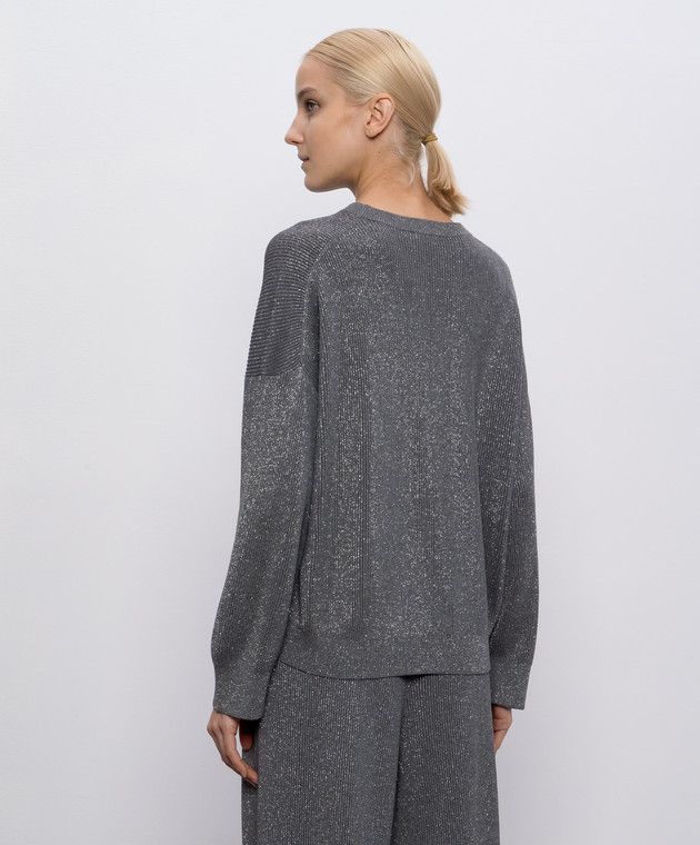 Brunello Cucinelli Сірий светр з люрексом MAZ260200P зображення 4
