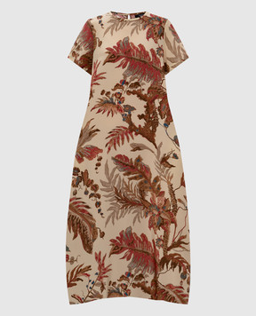 Max Mara Weekend Бежева сукня REVERE із шовку в квітковий принт REVERE