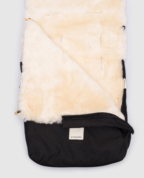 Binibamba Дитячий чорний конверт на овчині з нашивкою логотипа PUFFMUFF