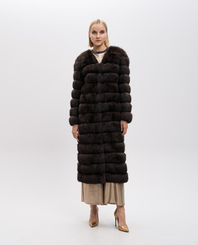Real Furs House Коричнева шуба з хутра соболя SBR596DARKSILV2