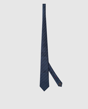 Brunello Cucinelli Синий галстук из шелка в полоску MI8820018