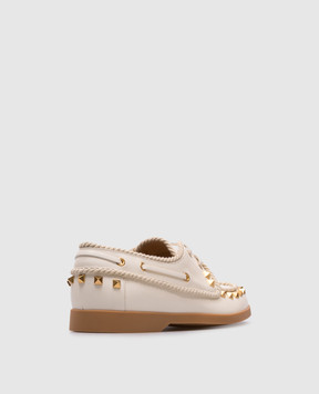 Valentino Бежевые кожаные топпсайдеры Rockstud 6W2S0LR5TKZ