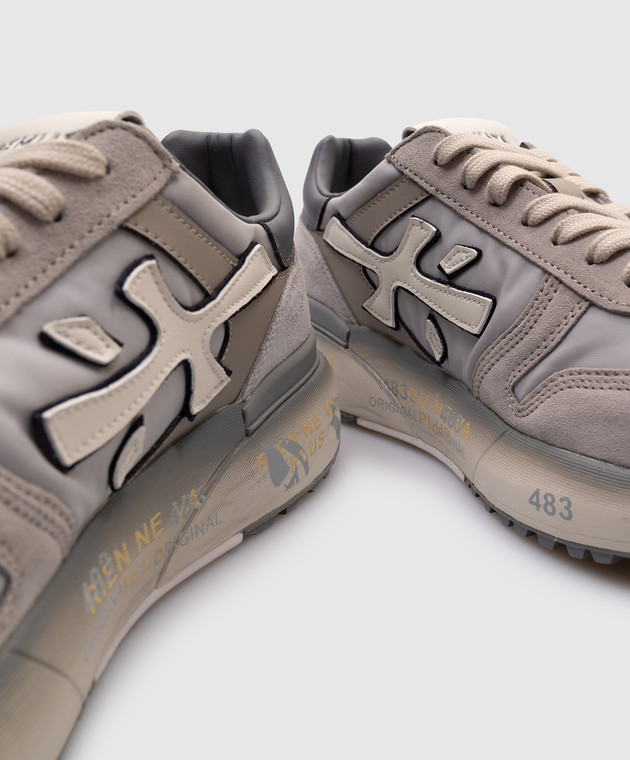 Premiata Серые комбинированные кроссовки MICK с логотипа MICK изображение 5