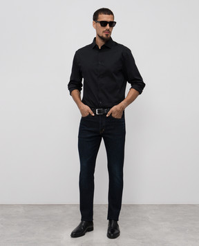 Tom Ford Сині джинси з ефектом потертості з логотипом DPS001DMC073