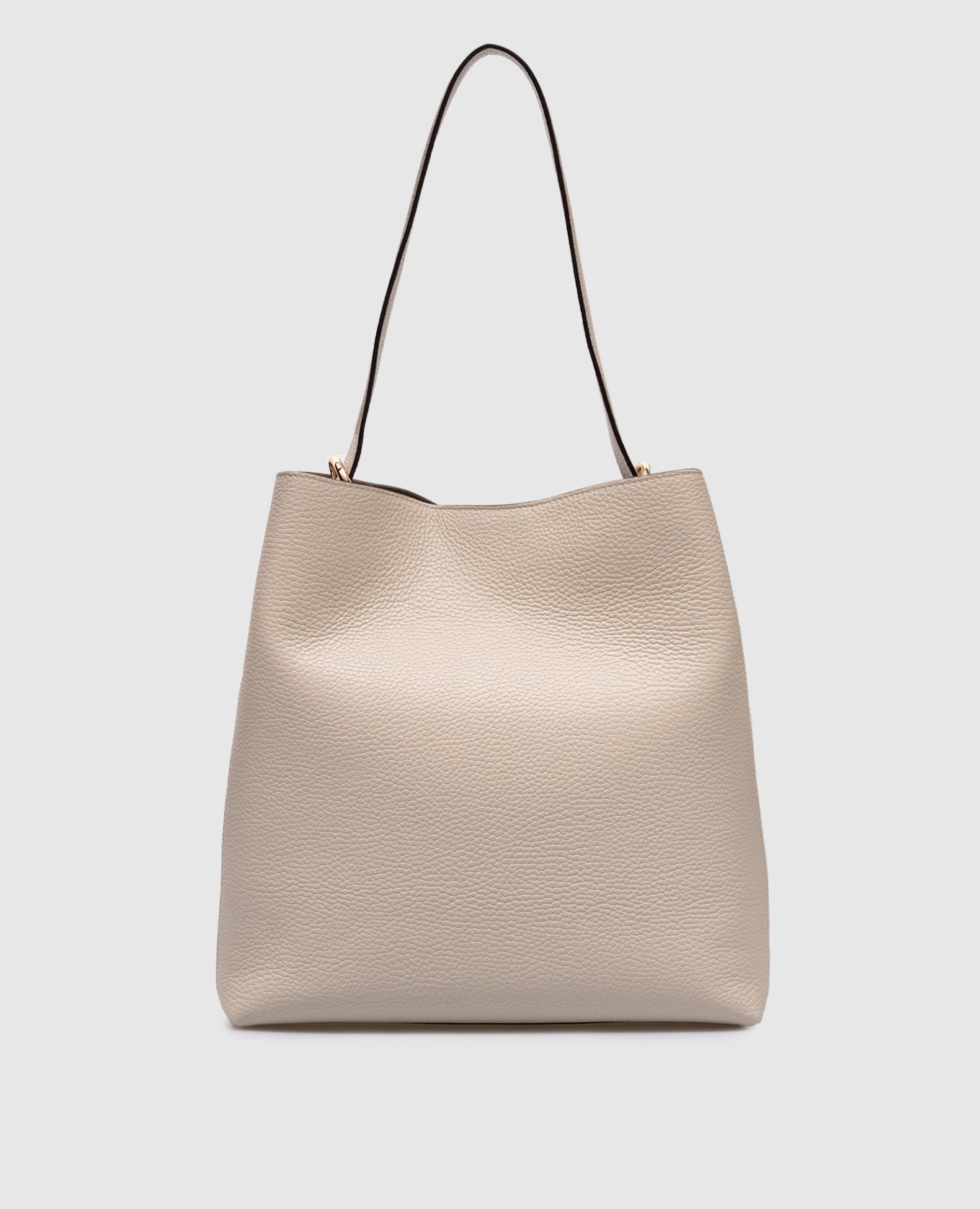 Beige leather bag with embossed grain